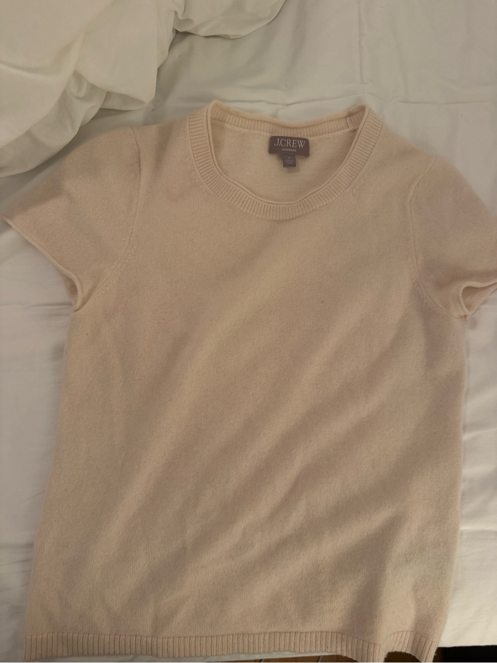 J Crew Cashmere Cream Short-Sleeve Knit Top - Picture 3 of 9